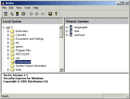 Screenshot of SecEx Secure Shell Client 1.6