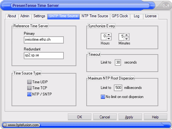 Screenshot of PresenTense Time Server 3.9