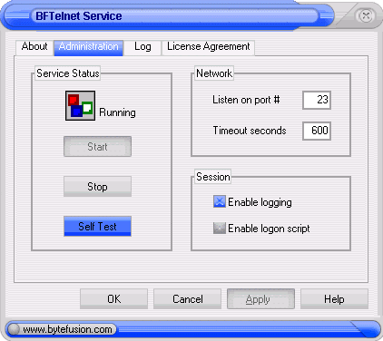 Screenshot of BFTelnet -Telnet Server