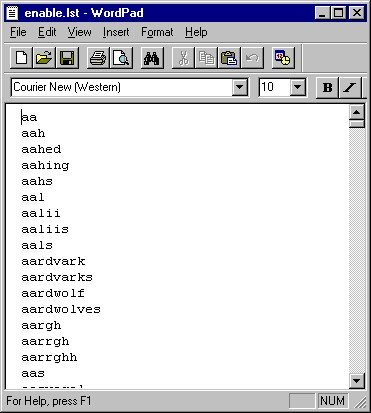 enable word list